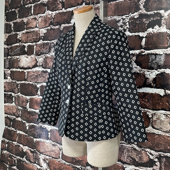 Vince Camuto Blazer Women's 6P 6 Petite Black White Jacket Collared - Picture 6 of 14
